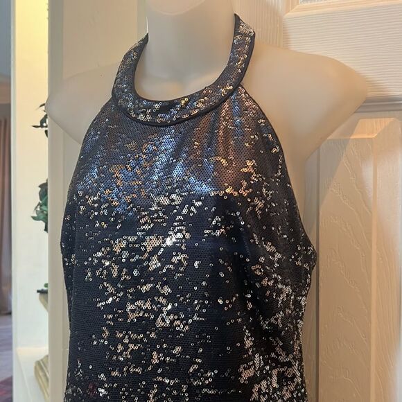 Gorgeous Women’s M cocktail New Years Eve Sequined Navy Blue Dress - Picture 6 of 16